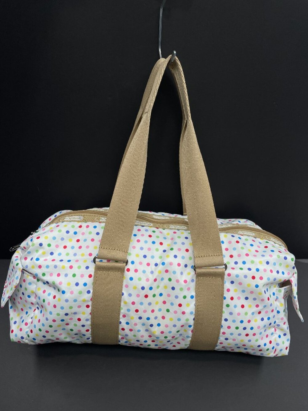 LeSportsac Multi Color Rainbow Polka Dot Travel Duffle Gym Travel Bag Women's